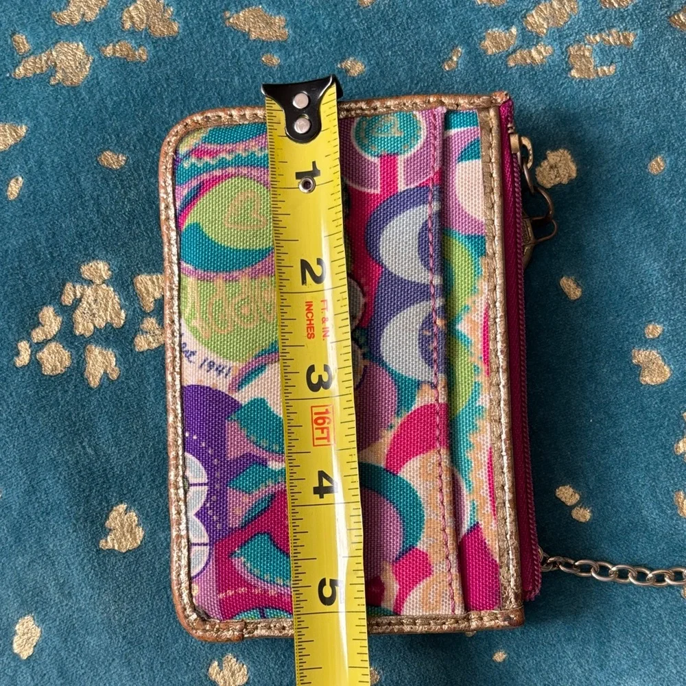 Coach Multicolor Pop Circle Key & Card Holder with Gold Trim - Picture 7 of 8